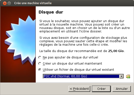 Création d'une VM dans VirtualBox